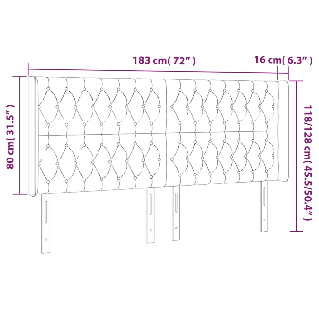 Hoofdbord met randen 183x16x118/128 cm stof donkerbruin Hoofdborden en voetborden | Creëer jouw Trendy Thuis | Gratis bezorgd & Retour | Trendy.nl