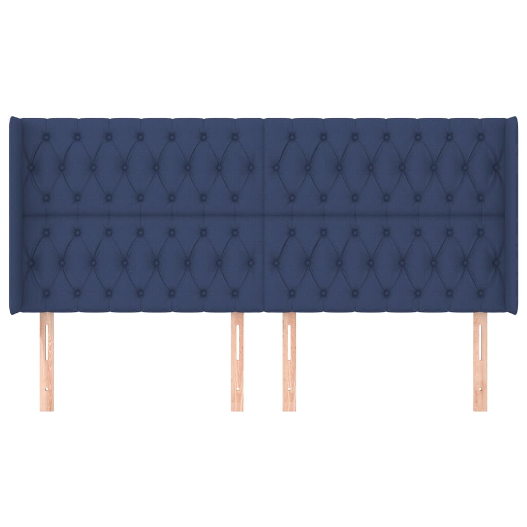 Hoofdbord met randen 183x16x118/128 cm stof blauw Hoofdborden en voetborden | Creëer jouw Trendy Thuis | Gratis bezorgd & Retour | Trendy.nl