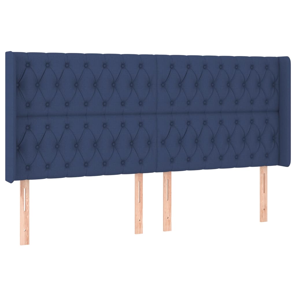 Hoofdbord met randen 203x16x118/128 cm stof blauw Hoofdborden en voetborden | Creëer jouw Trendy Thuis | Gratis bezorgd & Retour | Trendy.nl