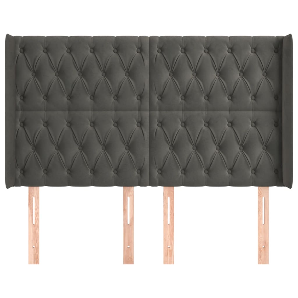 Hoofdbord met randen 163x16x118/128 cm fluweel donkergrijs Hoofdborden en voetborden | Creëer jouw Trendy Thuis | Gratis bezorgd & Retour | Trendy.nl