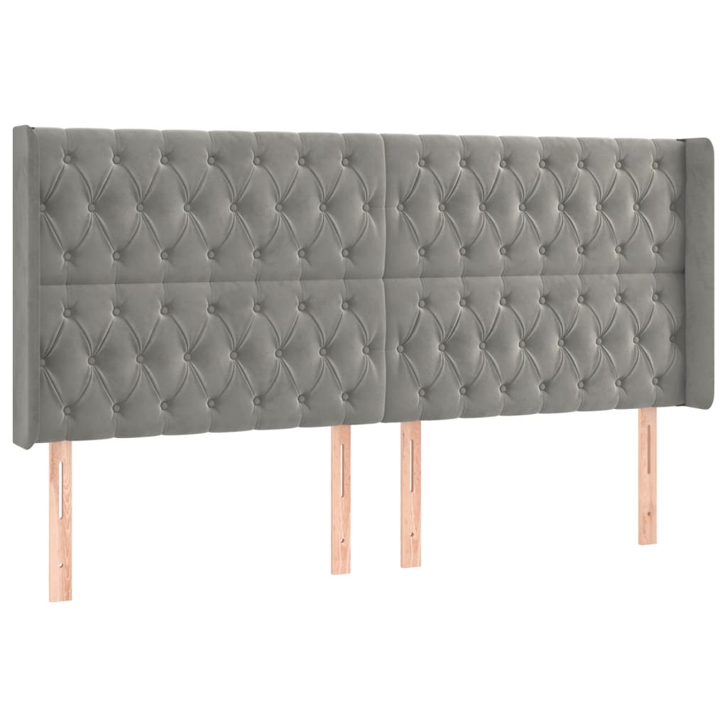 Hoofdbord met randen 183x16x118/128 cm fluweel lichtgrijs Hoofdborden en voetborden | Creëer jouw Trendy Thuis | Gratis bezorgd & Retour | Trendy.nl