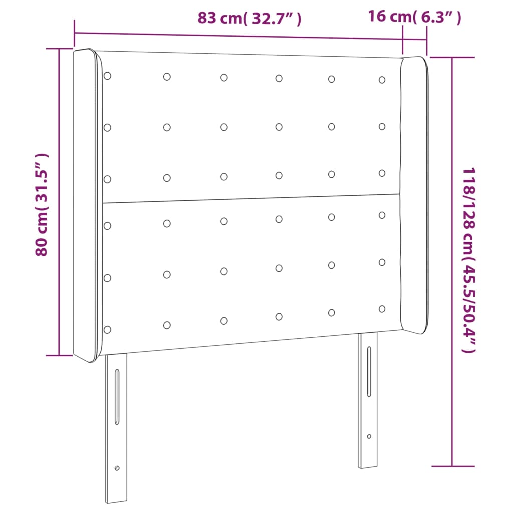 Hoofdbord met randen 83x16x118/128 cm stof lichtgrijs Hoofdborden en voetborden | Creëer jouw Trendy Thuis | Gratis bezorgd & Retour | Trendy.nl