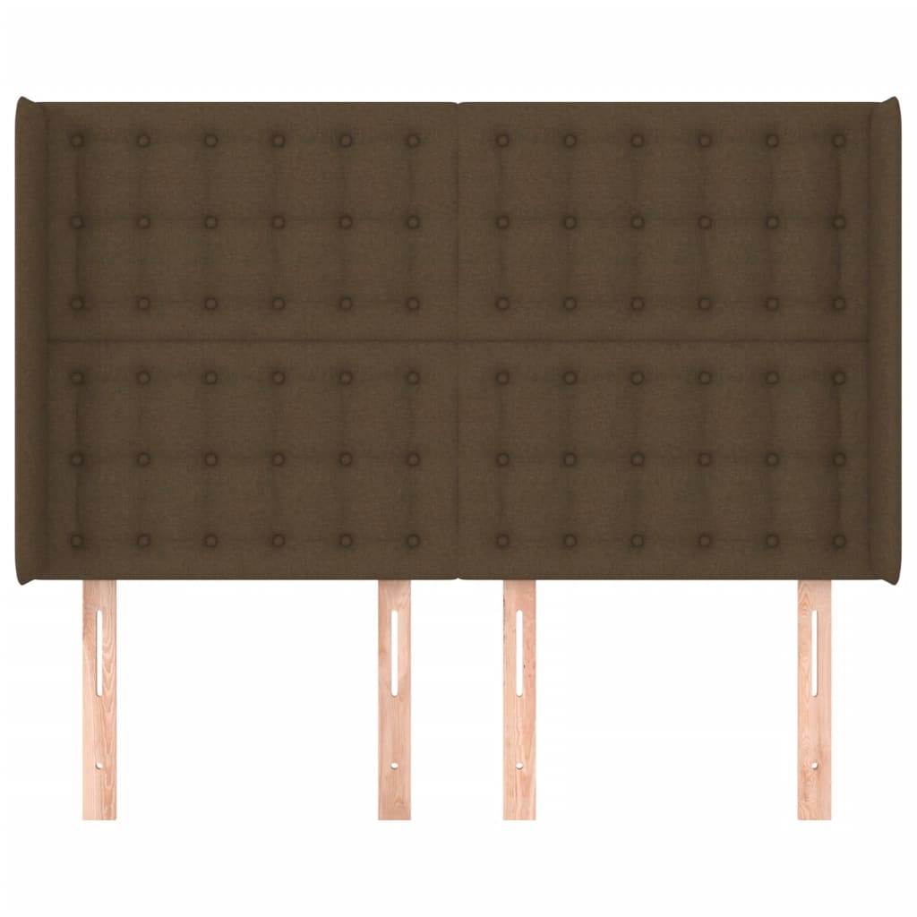 Hoofdbord met randen 147x16x118/128 cm stof donkerbruin Hoofdborden en voetborden | Creëer jouw Trendy Thuis | Gratis bezorgd & Retour | Trendy.nl