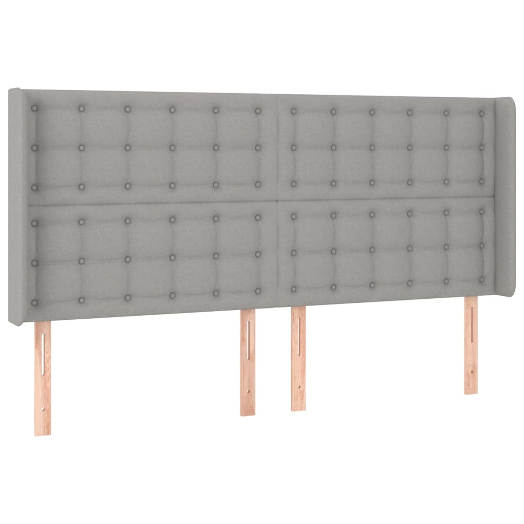 Hoofdbord met randen 163x16x118/128 cm stof lichtgrijs Hoofdborden en voetborden | Creëer jouw Trendy Thuis | Gratis bezorgd & Retour | Trendy.nl