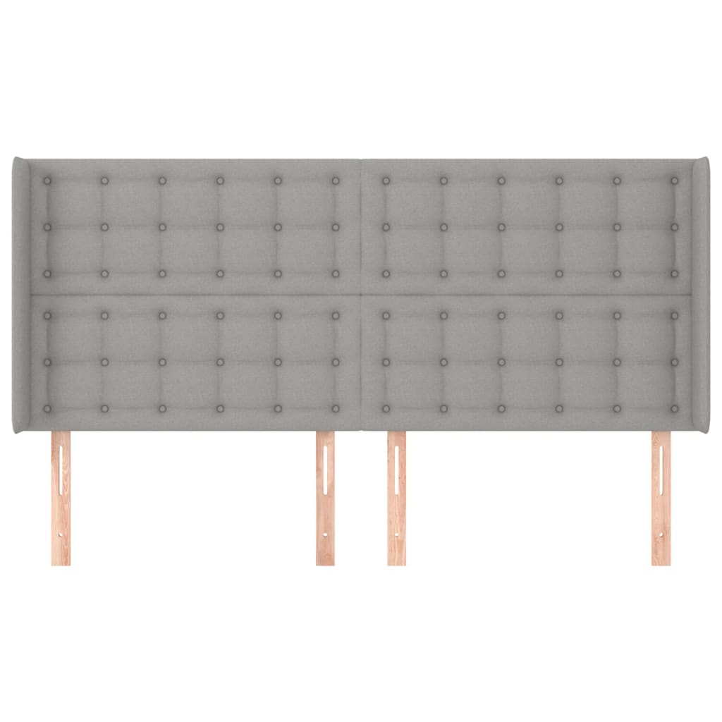 Hoofdbord met randen 163x16x118/128 cm stof lichtgrijs Hoofdborden en voetborden | Creëer jouw Trendy Thuis | Gratis bezorgd & Retour | Trendy.nl