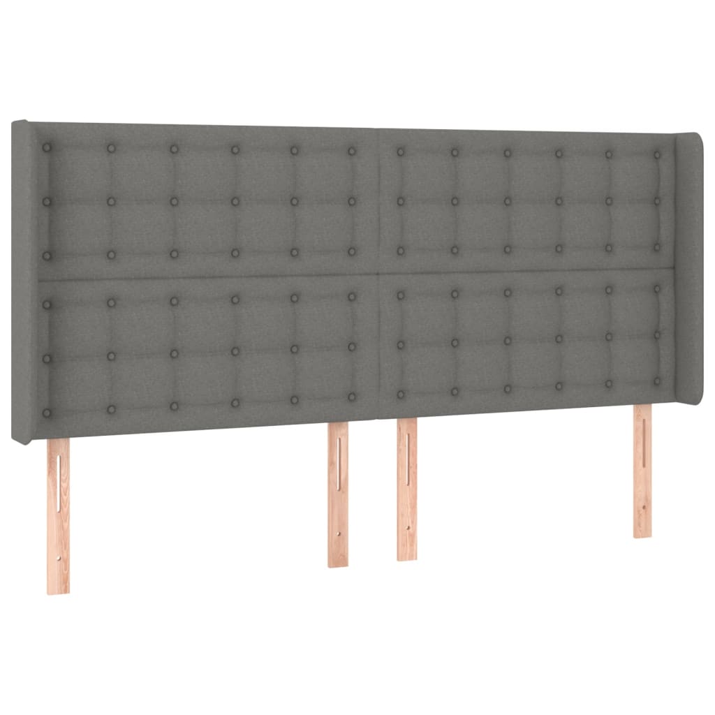 Hoofdbord met randen 203x16x118/128 cm stof donkergrijs Hoofdborden en voetborden | Creëer jouw Trendy Thuis | Gratis bezorgd & Retour | Trendy.nl