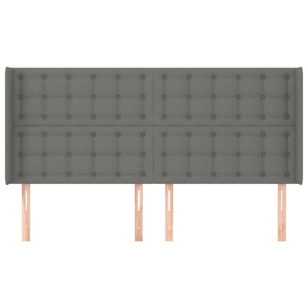 Hoofdbord met randen 203x16x118/128 cm stof donkergrijs Hoofdborden en voetborden | Creëer jouw Trendy Thuis | Gratis bezorgd & Retour | Trendy.nl