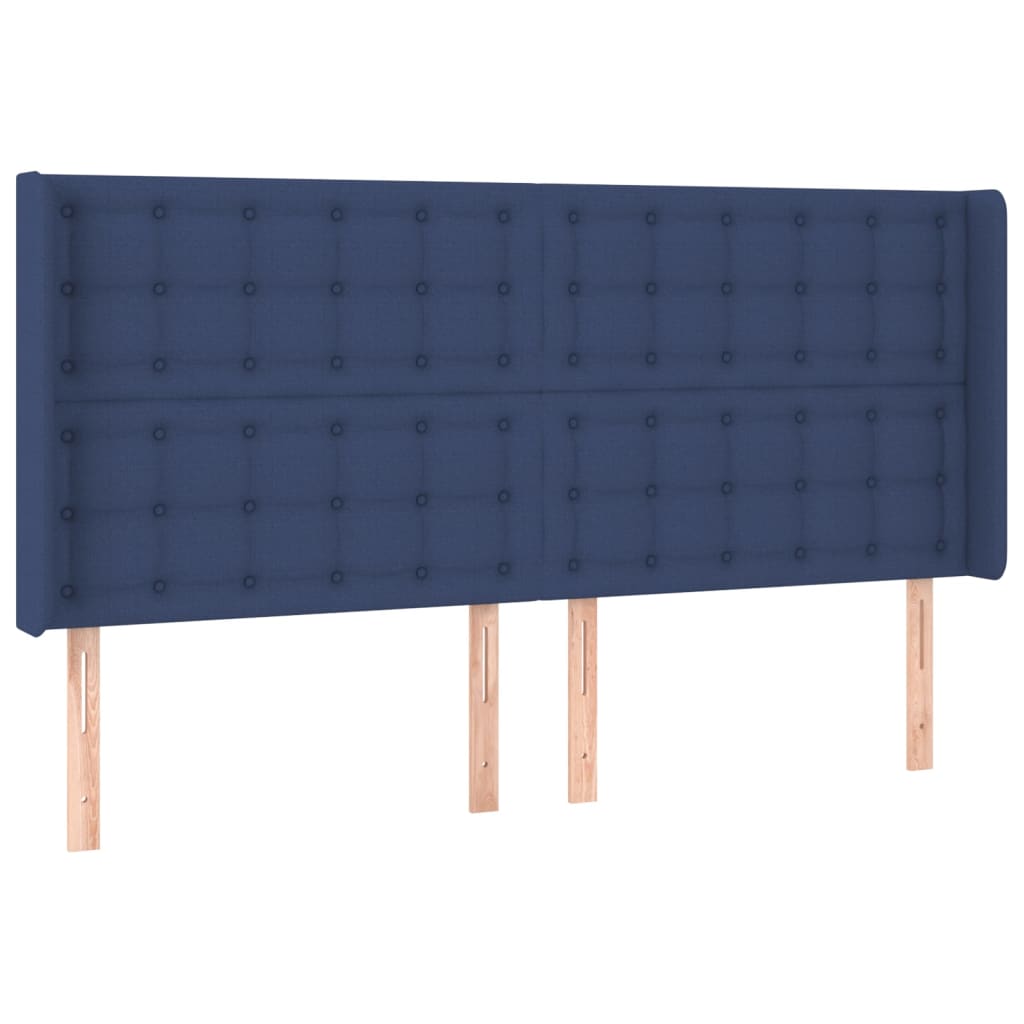 Hoofdbord met randen 203x16x118/128 cm stof blauw Hoofdborden en voetborden | Creëer jouw Trendy Thuis | Gratis bezorgd & Retour | Trendy.nl