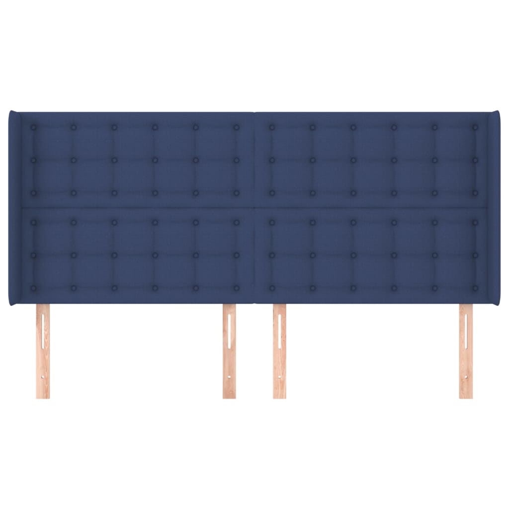 Hoofdbord met randen 203x16x118/128 cm stof blauw Hoofdborden en voetborden | Creëer jouw Trendy Thuis | Gratis bezorgd & Retour | Trendy.nl