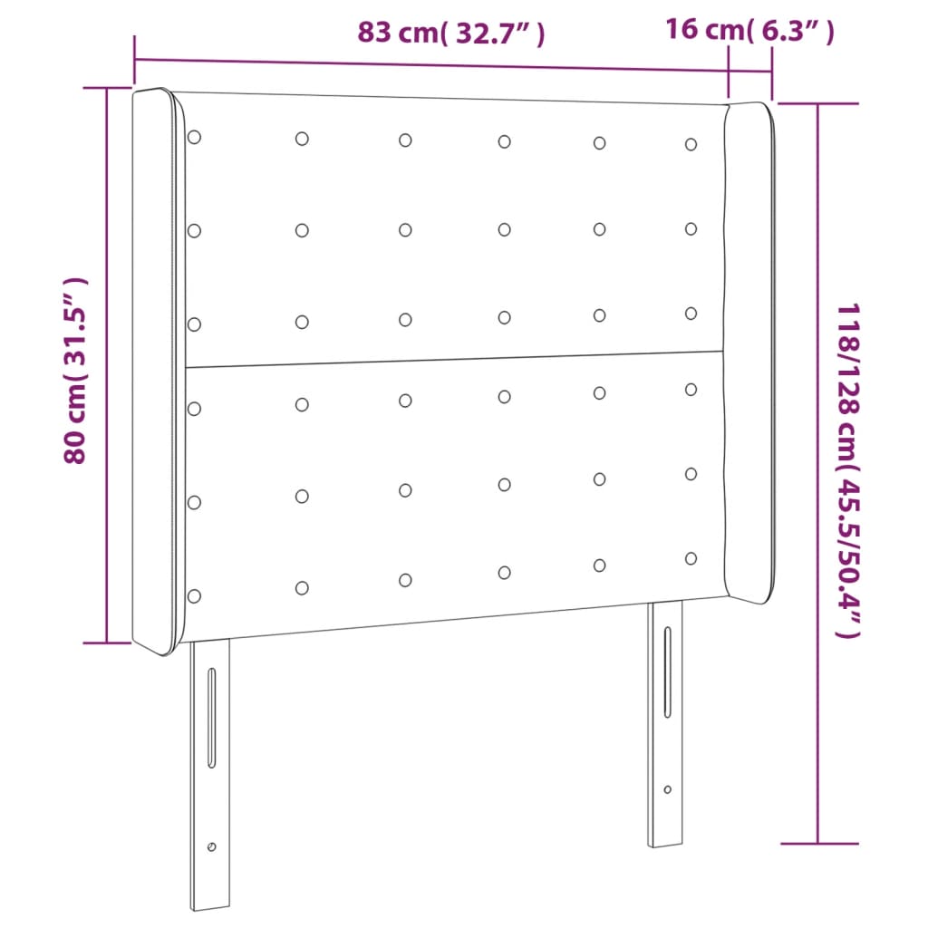 Hoofdbord met randen 83x16x118/128 cm fluweel lichtgrijs Hoofdborden en voetborden | Creëer jouw Trendy Thuis | Gratis bezorgd & Retour | Trendy.nl