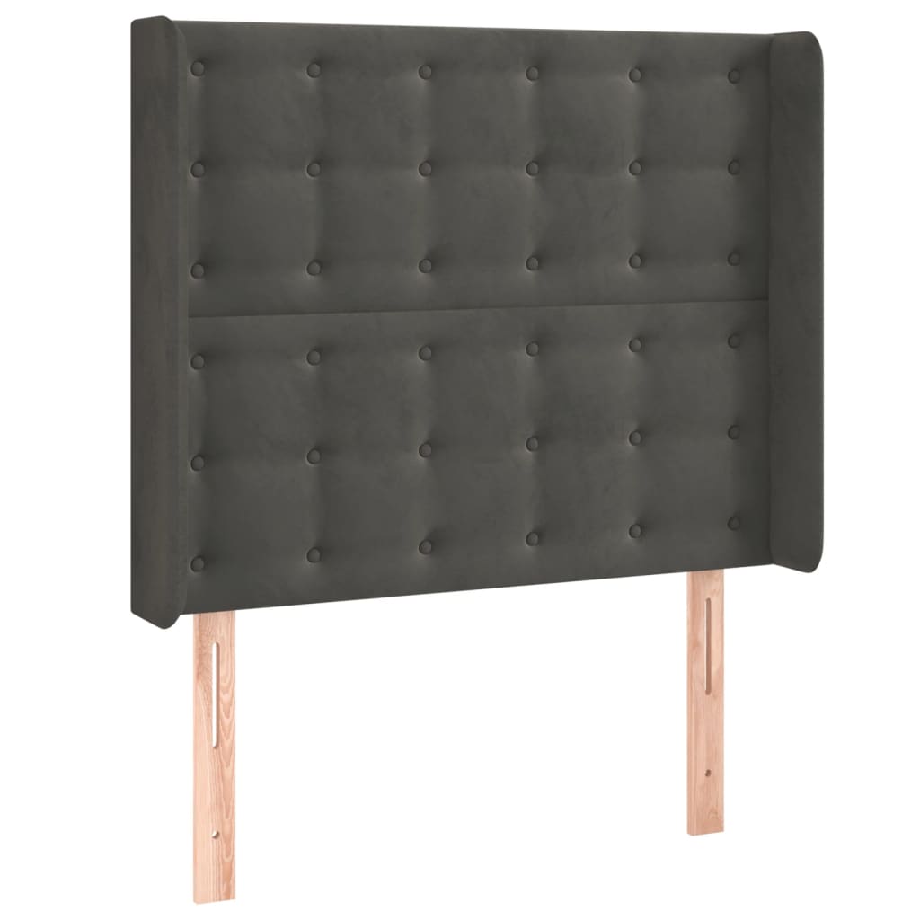 Hoofdbord met randen 83x16x118/128 cm fluweel donkergrijs Hoofdborden en voetborden | Creëer jouw Trendy Thuis | Gratis bezorgd & Retour | Trendy.nl