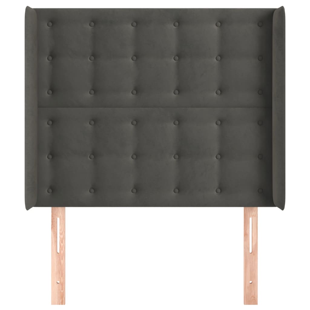 Hoofdbord met randen 83x16x118/128 cm fluweel donkergrijs Hoofdborden en voetborden | Creëer jouw Trendy Thuis | Gratis bezorgd & Retour | Trendy.nl