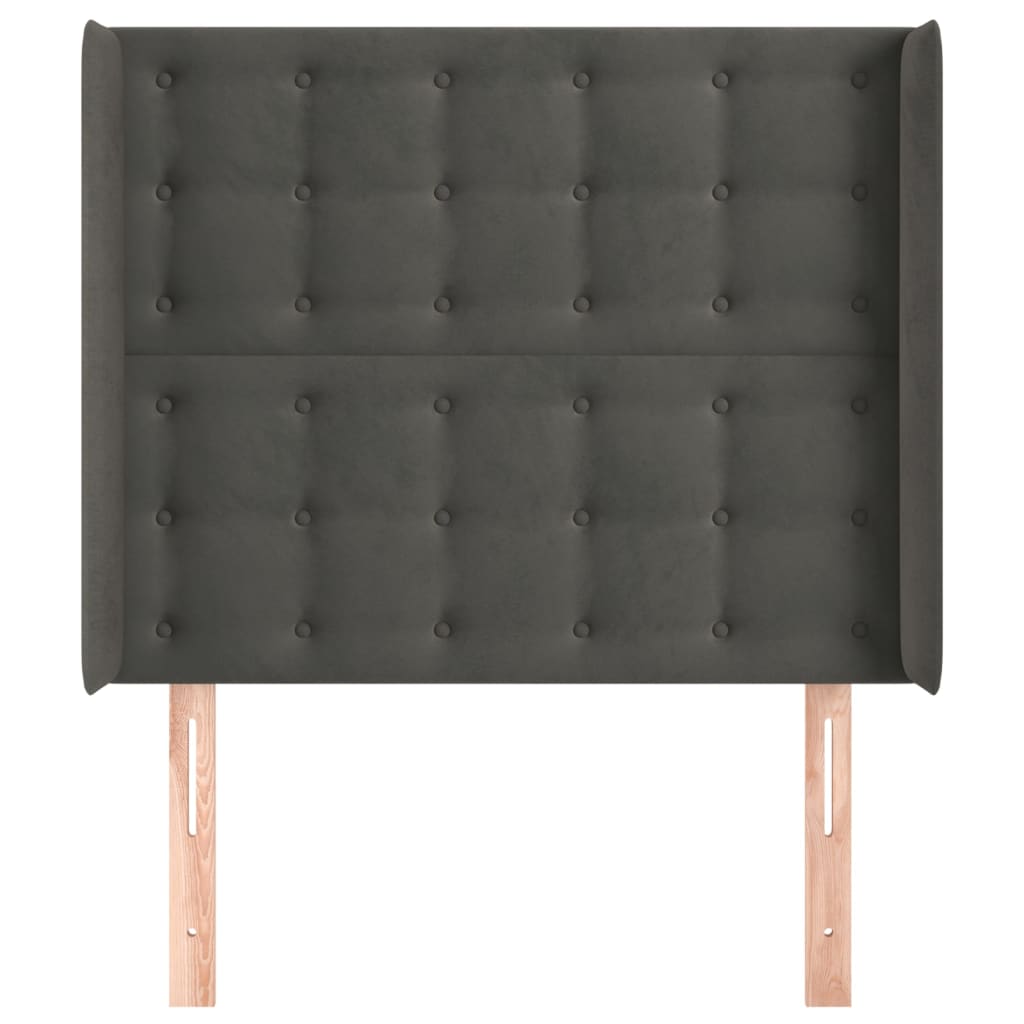 Hoofdbord met randen 93x16x118/128 cm fluweel donkergrijs Hoofdborden en voetborden | Creëer jouw Trendy Thuis | Gratis bezorgd & Retour | Trendy.nl