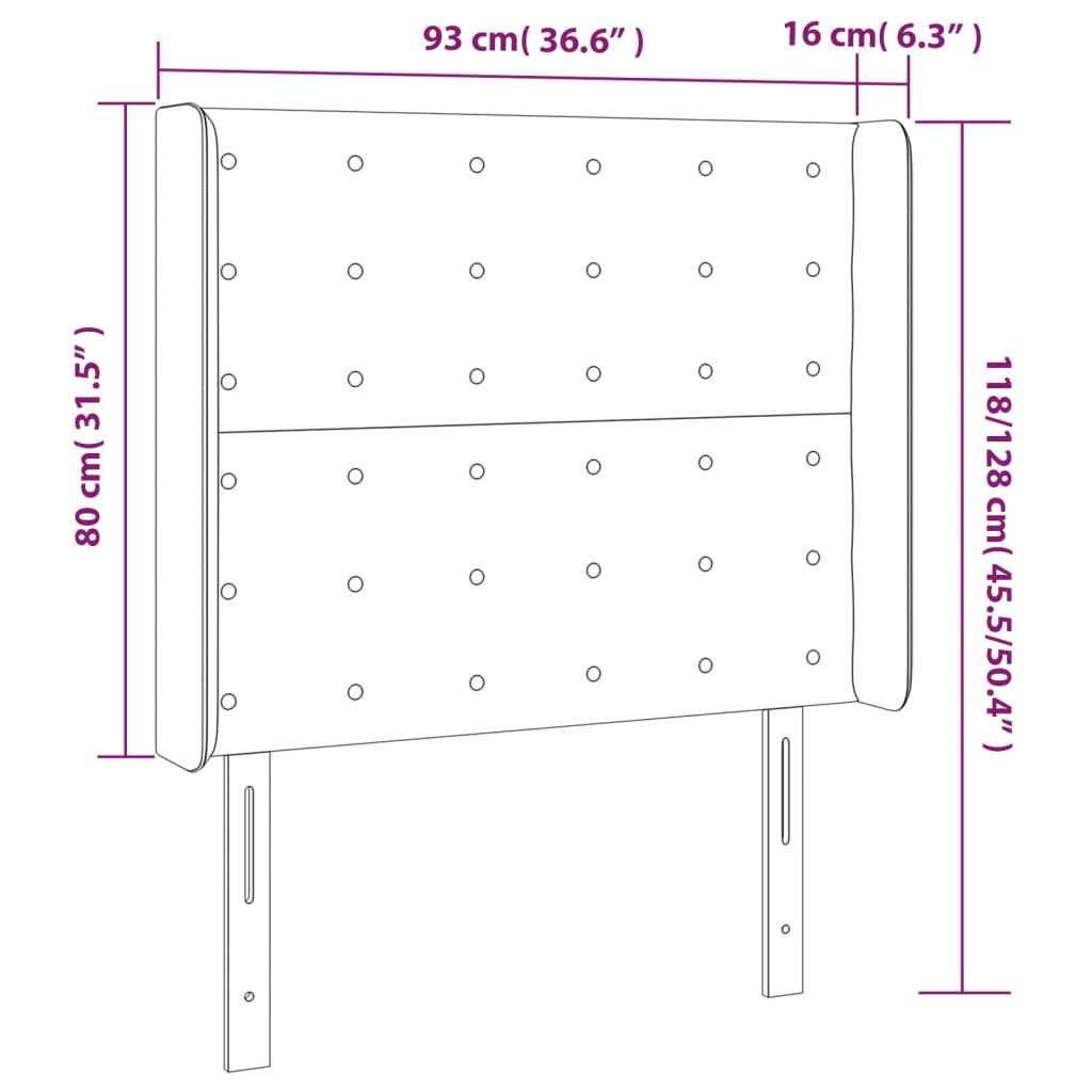 Hoofdbord met randen 93x16x118/128 cm fluweel donkergrijs Hoofdborden en voetborden | Creëer jouw Trendy Thuis | Gratis bezorgd & Retour | Trendy.nl