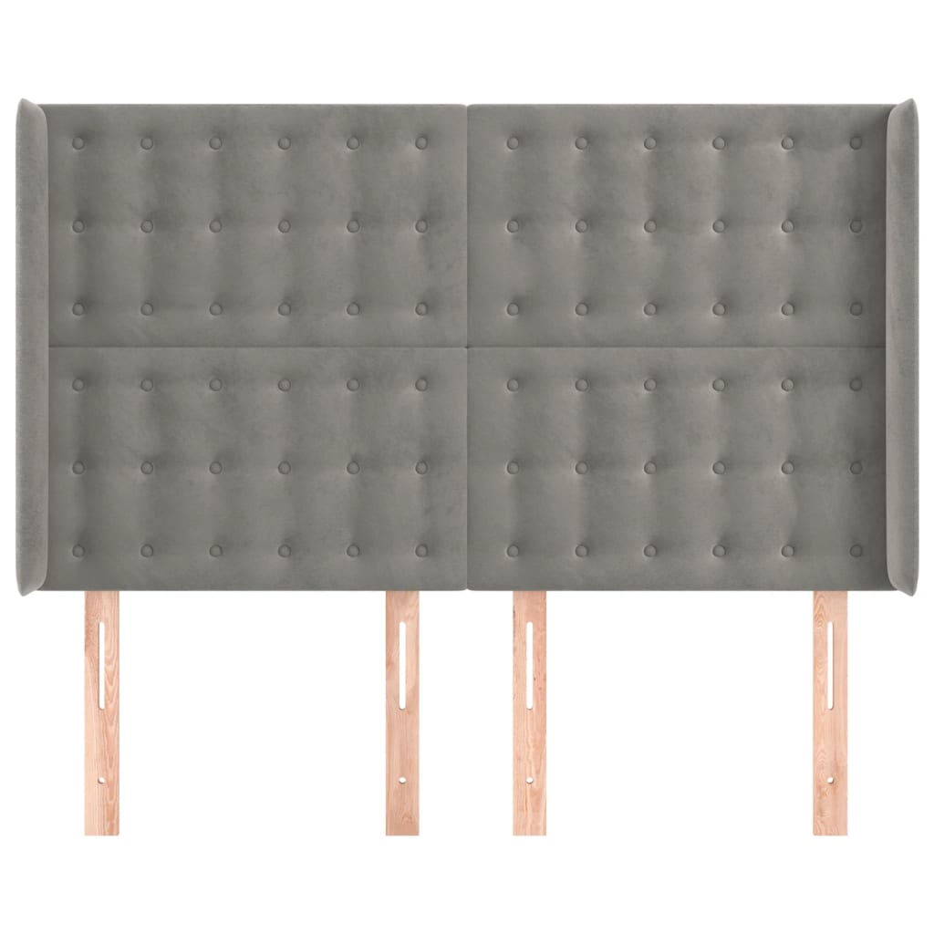 Hoofdbord met randen 147x16x118/128 cm fluweel lichtgrijs Hoofdborden en voetborden | Creëer jouw Trendy Thuis | Gratis bezorgd & Retour | Trendy.nl