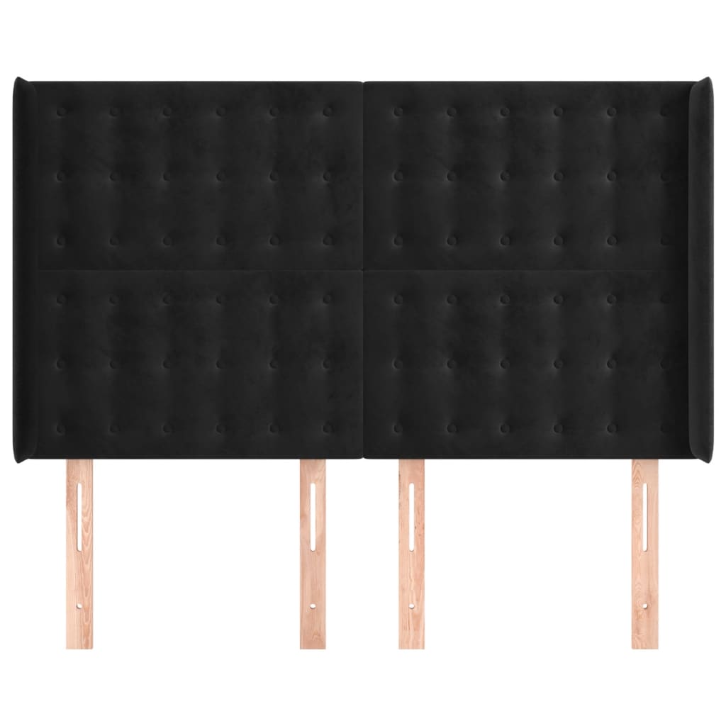 Hoofdbord met randen 147x16x118/128 cm fluweel zwart Hoofdborden en voetborden | Creëer jouw Trendy Thuis | Gratis bezorgd & Retour | Trendy.nl