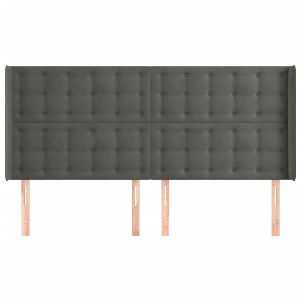 Hoofdbord met randen 203x16x118/128 cm fluweel donkergrijs Hoofdborden en voetborden | Creëer jouw Trendy Thuis | Gratis bezorgd & Retour | Trendy.nl