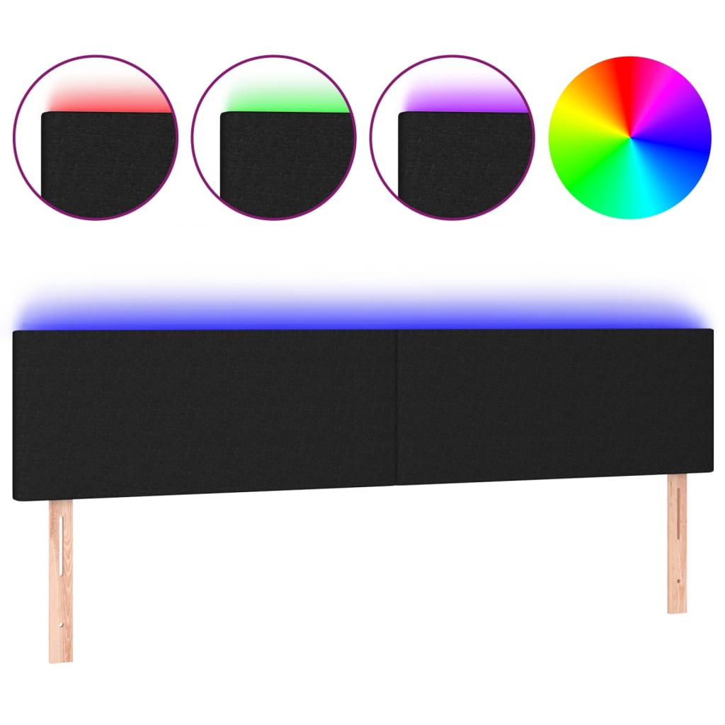 Hoofdbord LED 160x5x78/88 cm stof zwart Hoofdborden en voetborden | Creëer jouw Trendy Thuis | Gratis bezorgd & Retour | Trendy.nl