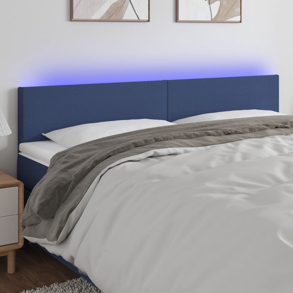 Hoofdbord LED 160x5x78/88 cm stof blauw Hoofdborden en voetborden | Creëer jouw Trendy Thuis | Gratis bezorgd & Retour | Trendy.nl