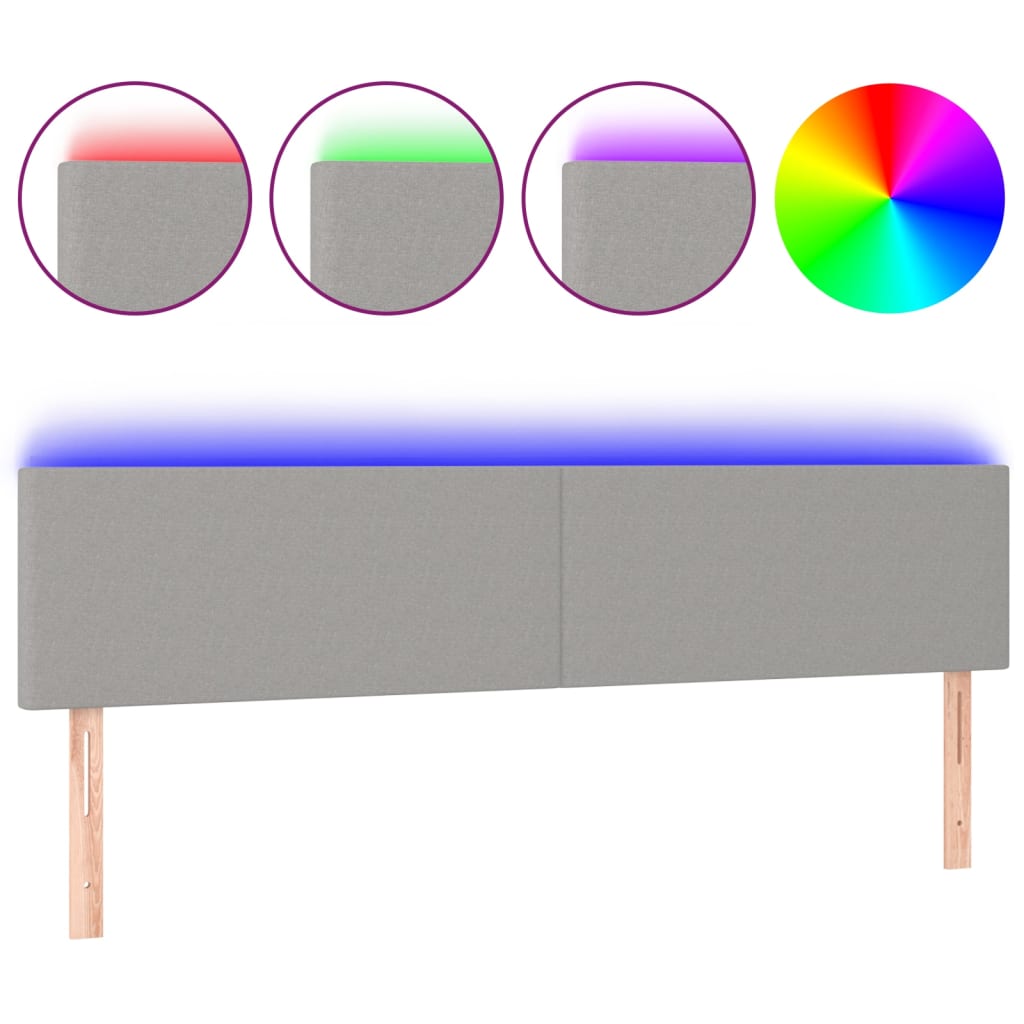 Hoofdbord LED 200x5x78/88 cm stof lichtgrijs Hoofdborden en voetborden | Creëer jouw Trendy Thuis | Gratis bezorgd & Retour | Trendy.nl