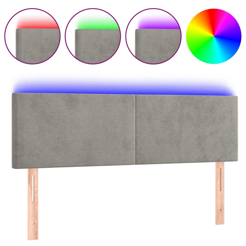 Hoofdbord LED 144x5x78/88 cm fluweel lichtgrijs Hoofdborden en voetborden | Creëer jouw Trendy Thuis | Gratis bezorgd & Retour | Trendy.nl