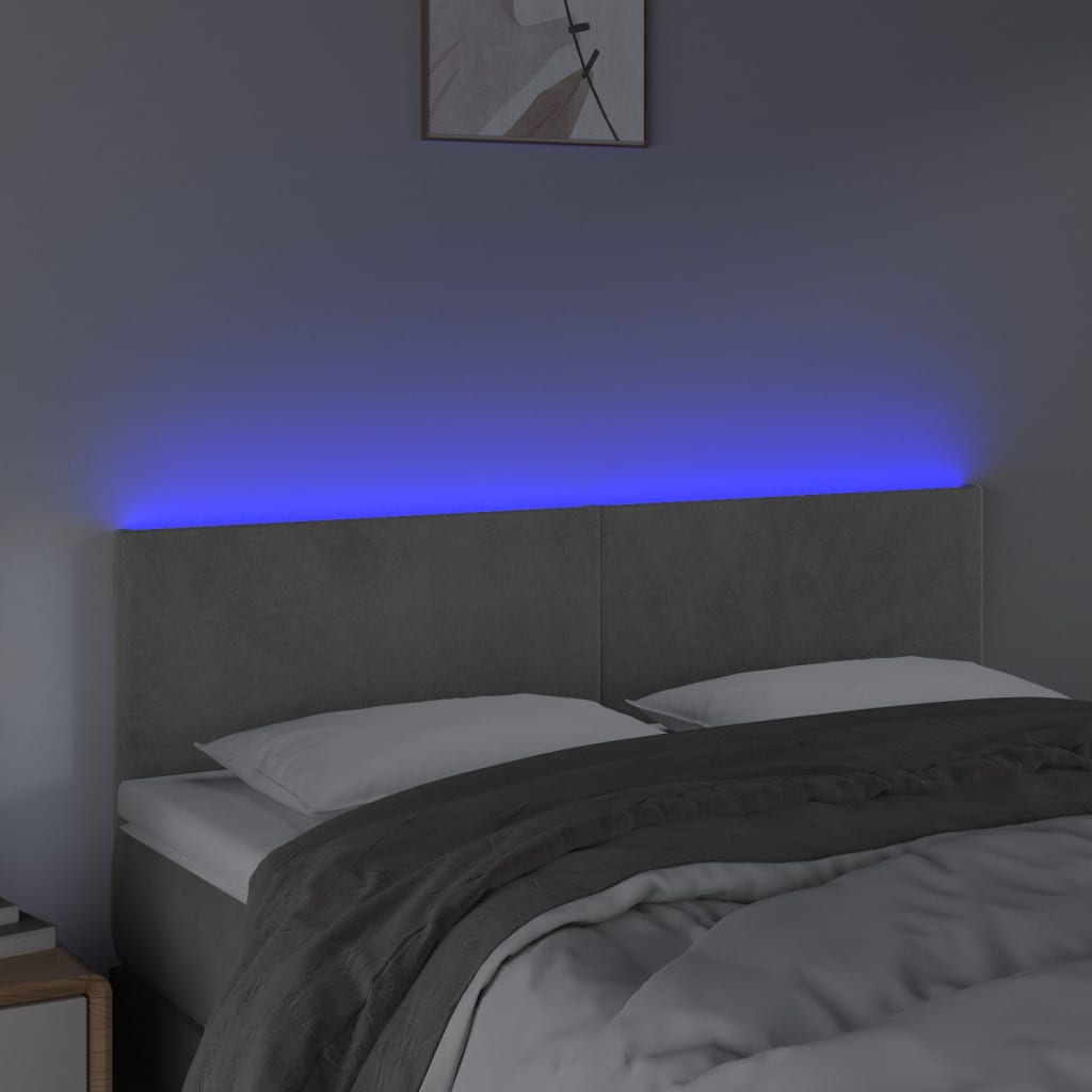 Hoofdbord LED 144x5x78/88 cm fluweel lichtgrijs Hoofdborden en voetborden | Creëer jouw Trendy Thuis | Gratis bezorgd & Retour | Trendy.nl