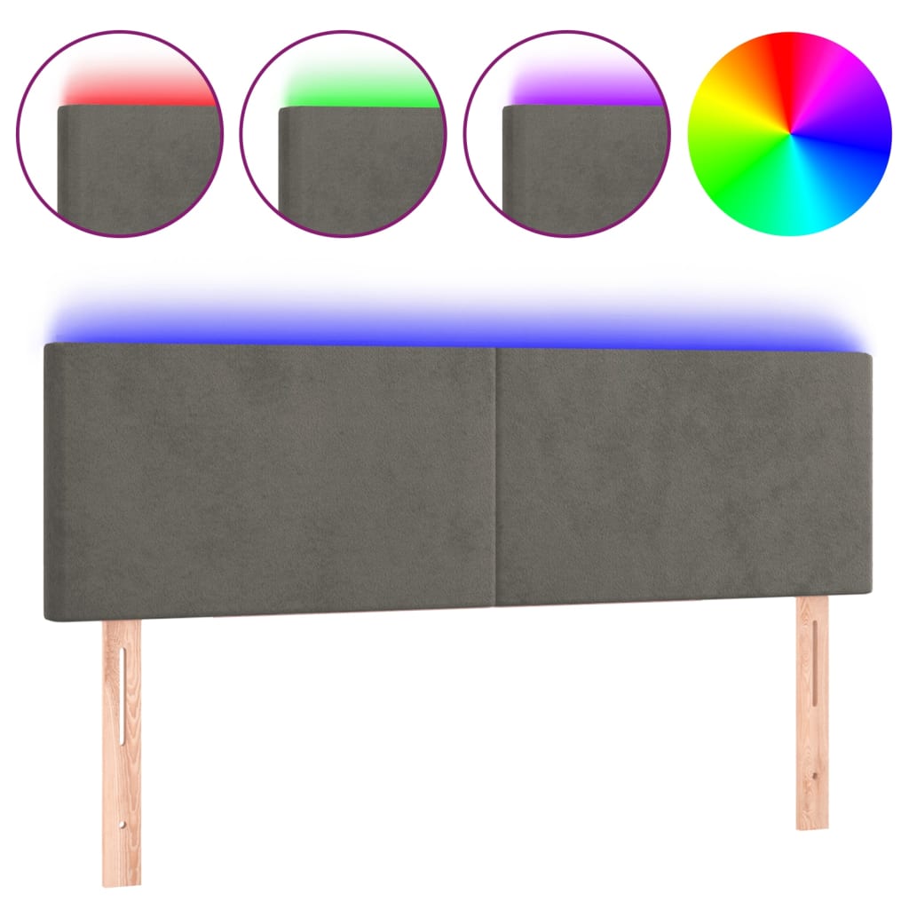 Hoofdbord LED 144x5x78/88 cm fluweel donkergrijs Hoofdborden en voetborden | Creëer jouw Trendy Thuis | Gratis bezorgd & Retour | Trendy.nl