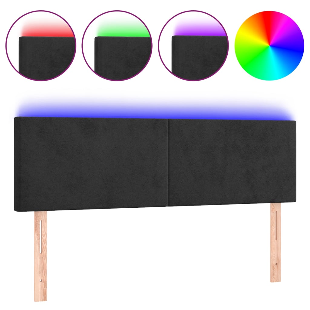 Hoofdbord LED 144x5x78/88 cm fluweel zwart Hoofdborden en voetborden | Creëer jouw Trendy Thuis | Gratis bezorgd & Retour | Trendy.nl