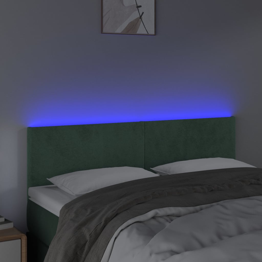 Hoofdbord LED 144x5x78/88 cm fluweel donkergroen Hoofdborden en voetborden | Creëer jouw Trendy Thuis | Gratis bezorgd & Retour | Trendy.nl