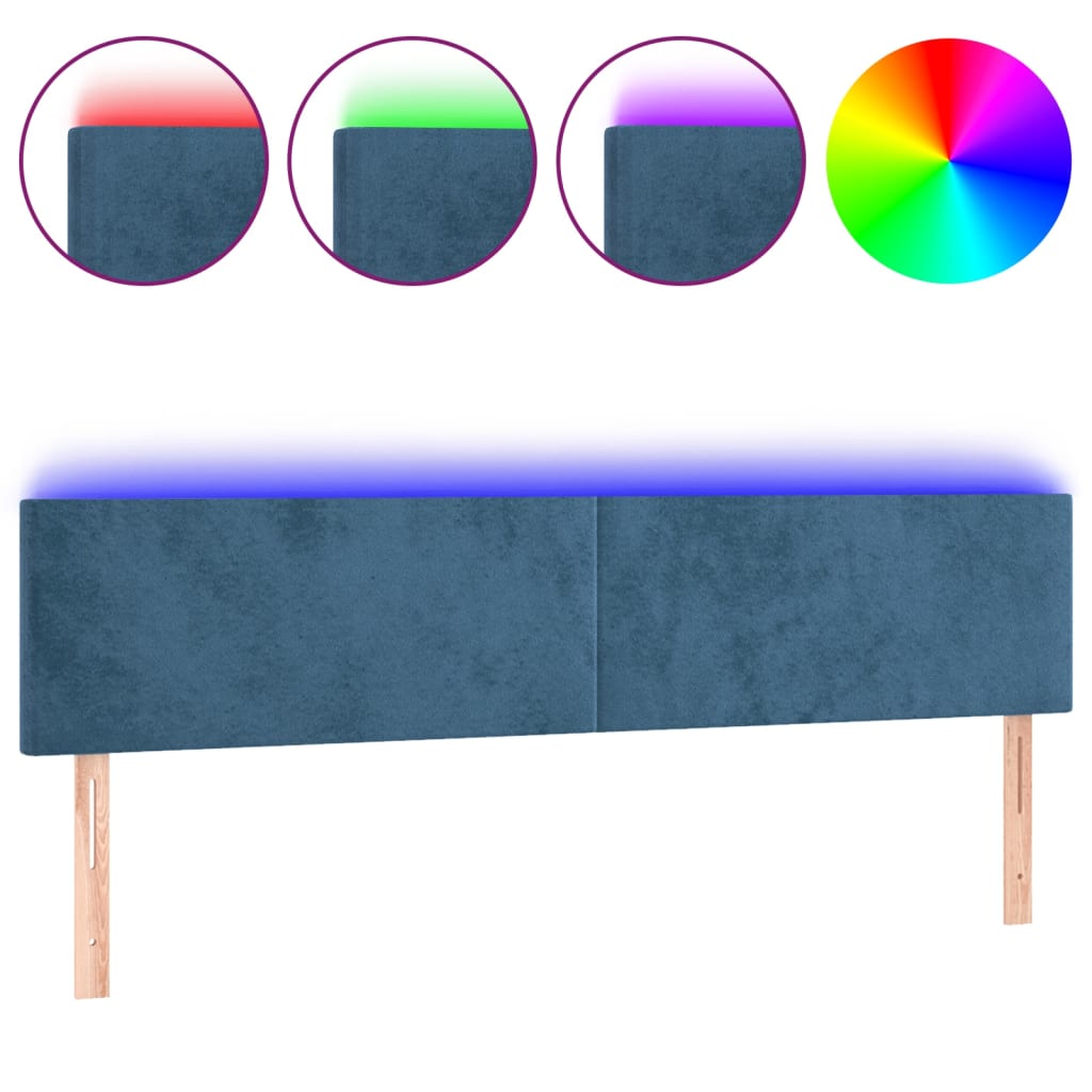 Hoofdbord LED 200x5x78/88 cm fluweel donkerblauw Hoofdborden en voetborden | Creëer jouw Trendy Thuis | Gratis bezorgd & Retour | Trendy.nl