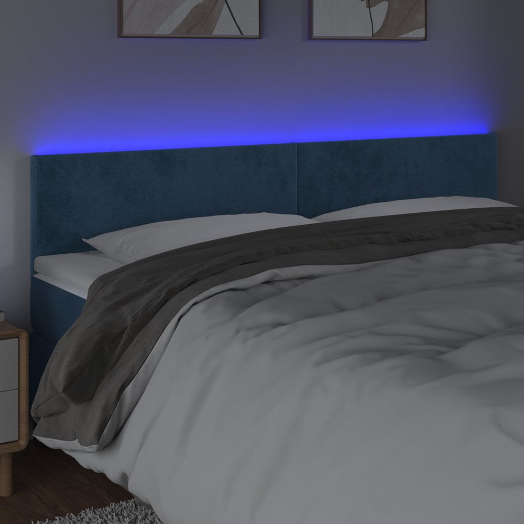 Hoofdbord LED 200x5x78/88 cm fluweel donkerblauw Hoofdborden en voetborden | Creëer jouw Trendy Thuis | Gratis bezorgd & Retour | Trendy.nl