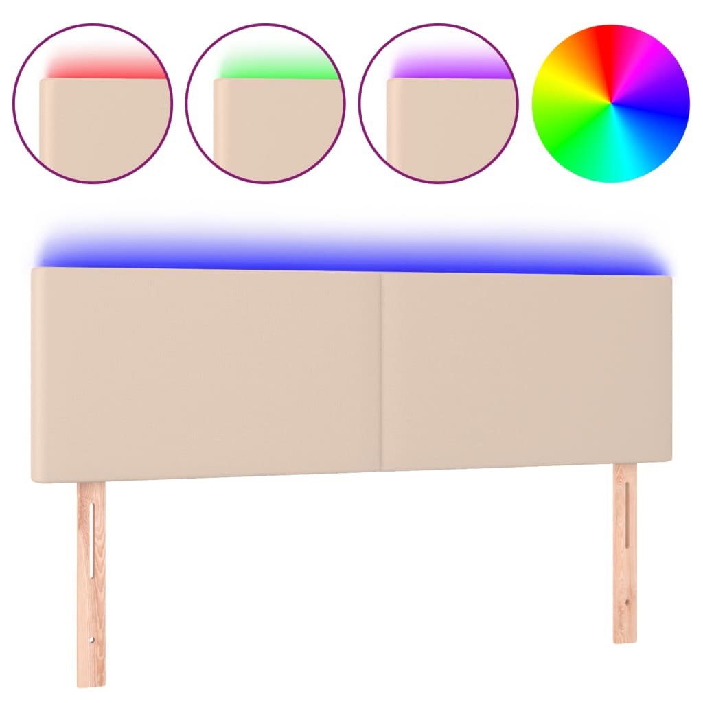 Hoofdbord LED 144x5x78/88 cm kunstleer cappuccinokleurig Hoofdborden en voetborden | Creëer jouw Trendy Thuis | Gratis bezorgd & Retour | Trendy.nl