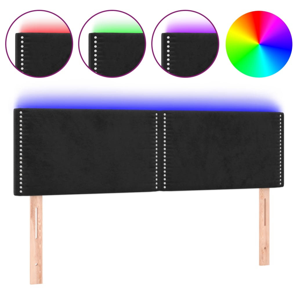 Hoofdbord LED 144x5x78/88 cm fluweel zwart Hoofdborden en voetborden | Creëer jouw Trendy Thuis | Gratis bezorgd & Retour | Trendy.nl