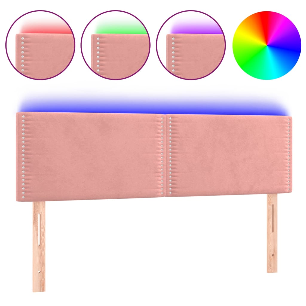 Hoofdbord LED 144x5x78/88 cm fluweel roze Hoofdborden en voetborden | Creëer jouw Trendy Thuis | Gratis bezorgd & Retour | Trendy.nl