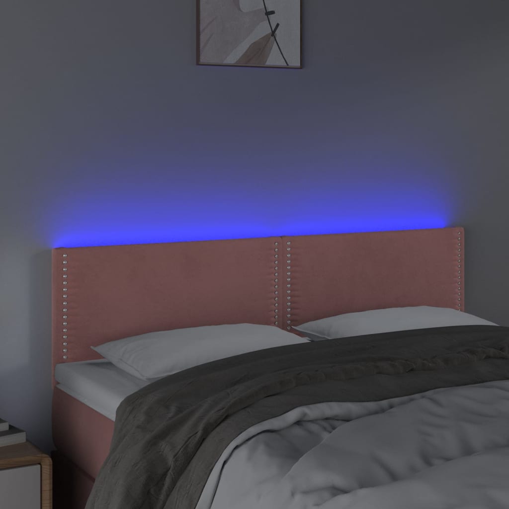 Hoofdbord LED 144x5x78/88 cm fluweel roze Hoofdborden en voetborden | Creëer jouw Trendy Thuis | Gratis bezorgd & Retour | Trendy.nl