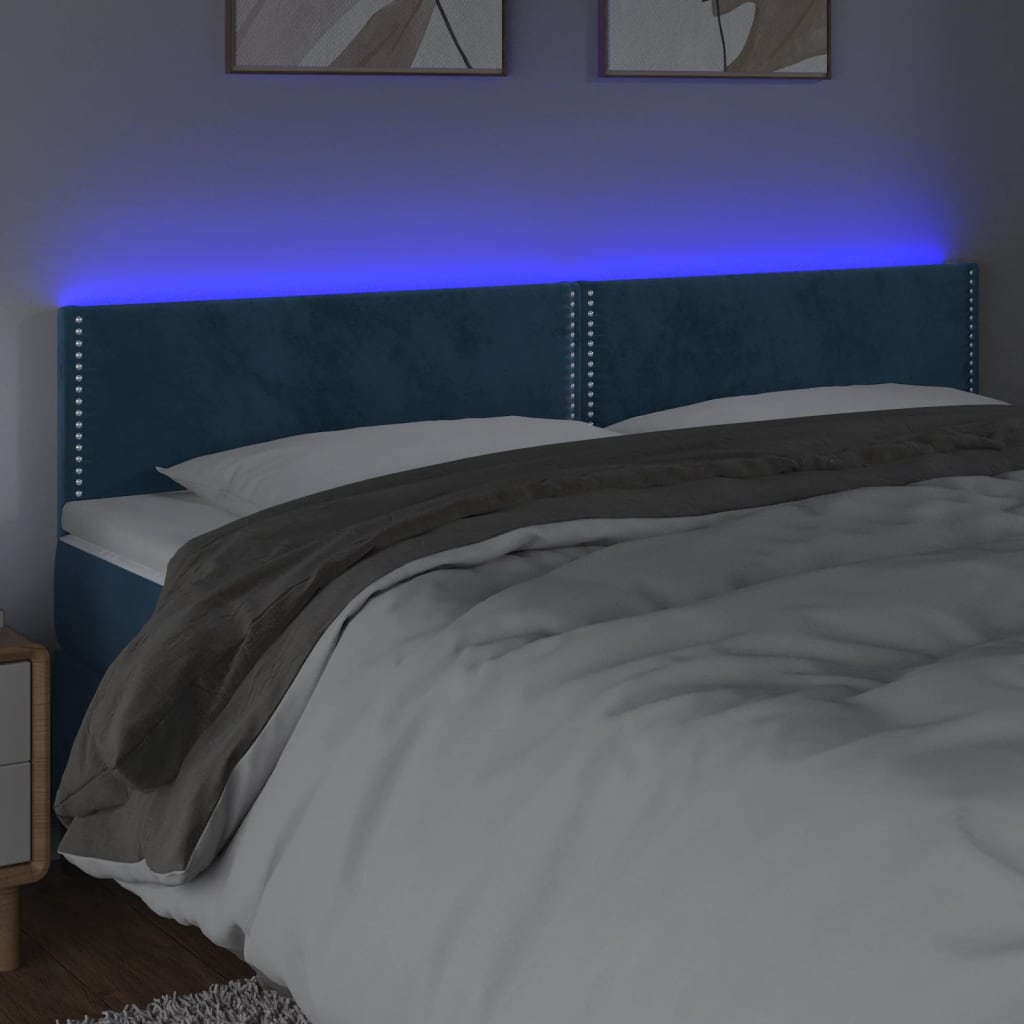 Hoofdbord LED 160x5x78/88 cm fluweel donkerblauw Hoofdborden en voetborden | Creëer jouw Trendy Thuis | Gratis bezorgd & Retour | Trendy.nl