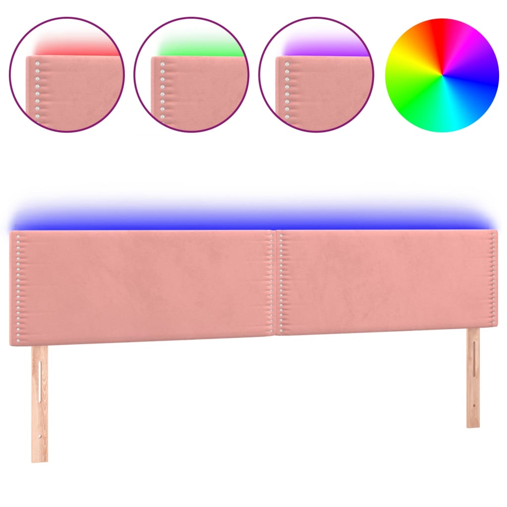 Hoofdbord LED 160x5x78/88 cm fluweel roze Hoofdborden en voetborden | Creëer jouw Trendy Thuis | Gratis bezorgd & Retour | Trendy.nl