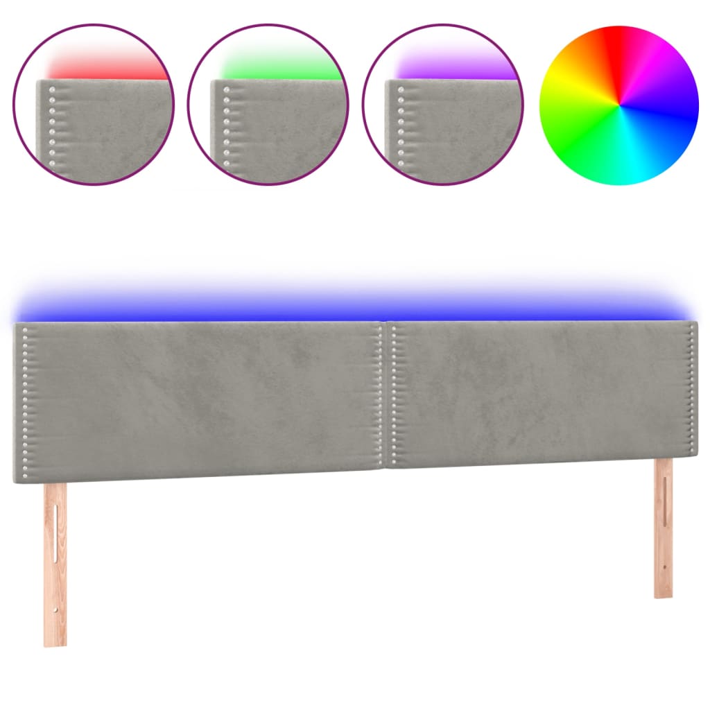 Hoofdbord LED 180x5x78/88 cm fluweel lichtgrijs Hoofdborden en voetborden | Creëer jouw Trendy Thuis | Gratis bezorgd & Retour | Trendy.nl