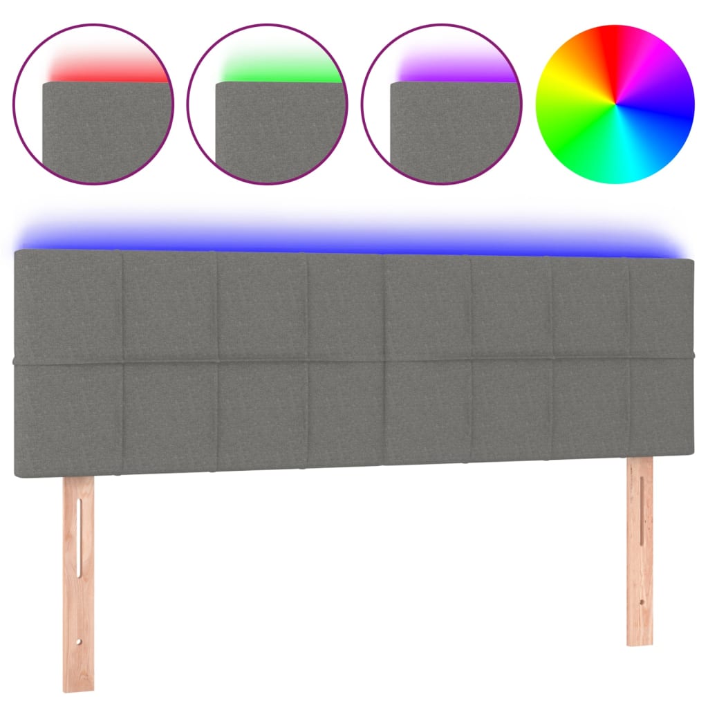 Hoofdbord LED 144x5x78/88 cm stof donkergrijs Hoofdborden en voetborden | Creëer jouw Trendy Thuis | Gratis bezorgd & Retour | Trendy.nl