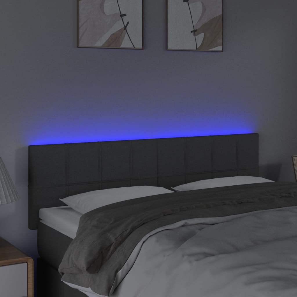 Hoofdbord LED 144x5x78/88 cm stof donkergrijs Hoofdborden en voetborden | Creëer jouw Trendy Thuis | Gratis bezorgd & Retour | Trendy.nl