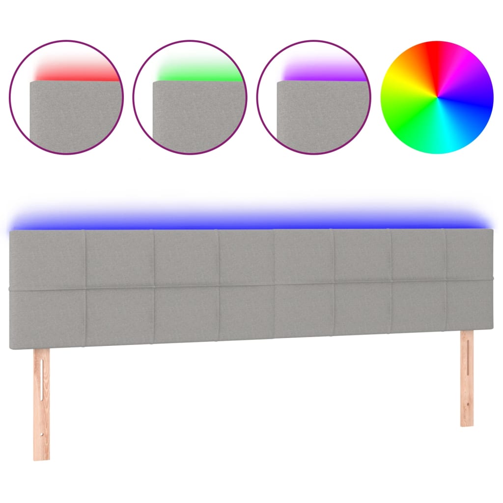 Hoofdbord LED 180x5x78/88 cm stof lichtgrijs Hoofdborden en voetborden | Creëer jouw Trendy Thuis | Gratis bezorgd & Retour | Trendy.nl