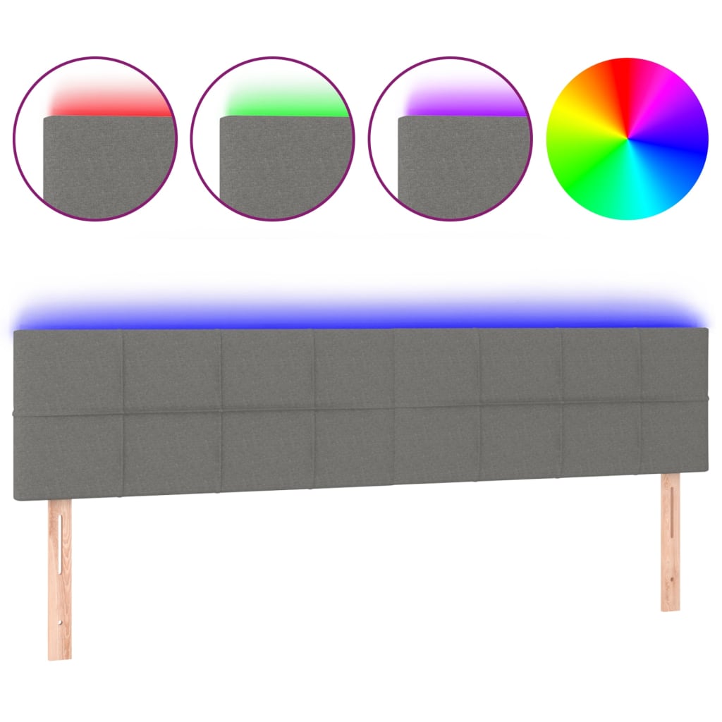 Hoofdbord LED 180x5x78/88 cm stof donkergrijs Hoofdborden en voetborden | Creëer jouw Trendy Thuis | Gratis bezorgd & Retour | Trendy.nl