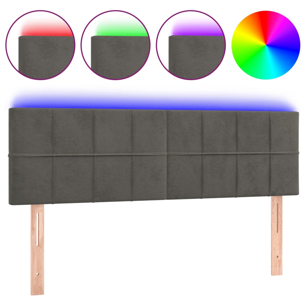 Hoofdbord LED 144x5x78/88 cm fluweel donkergrijs Hoofdborden en voetborden | Creëer jouw Trendy Thuis | Gratis bezorgd & Retour | Trendy.nl