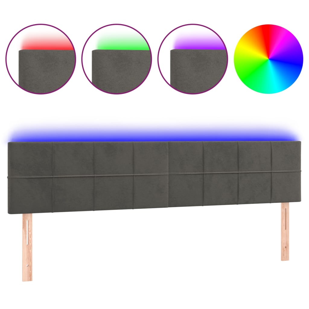 Hoofdbord LED 160x5x78/88 cm fluweel donkergrijs Hoofdborden en voetborden | Creëer jouw Trendy Thuis | Gratis bezorgd & Retour | Trendy.nl