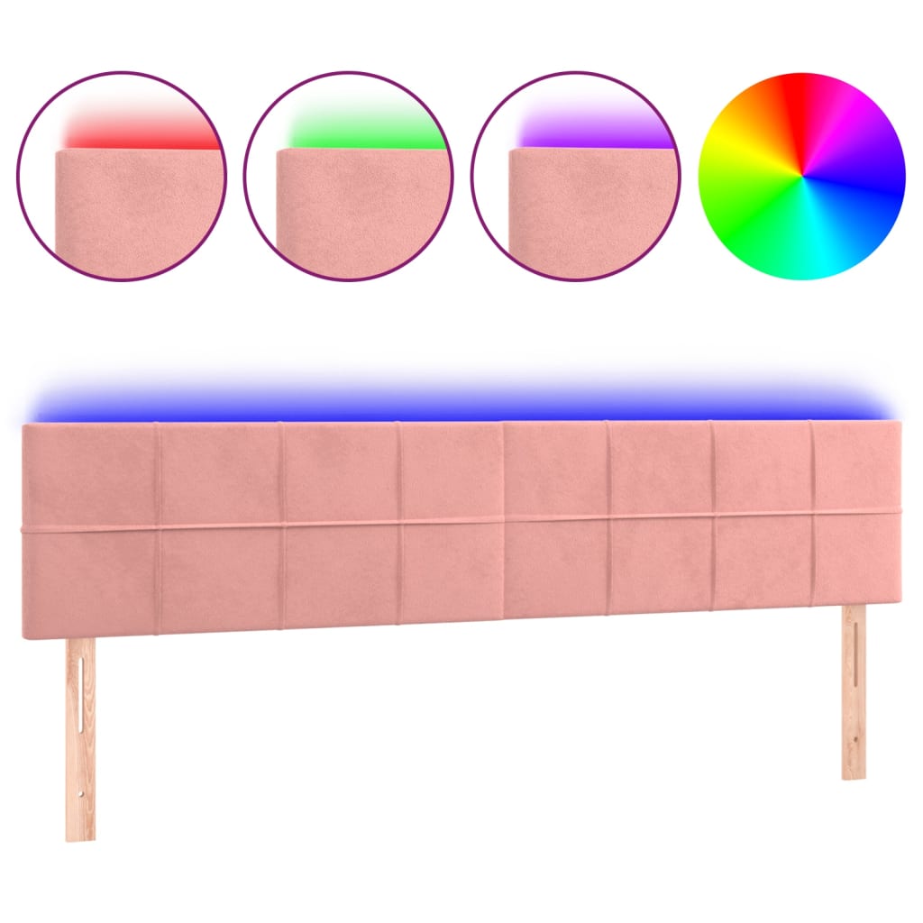 Hoofdbord LED 160x5x78/88 cm fluweel roze Hoofdborden en voetborden | Creëer jouw Trendy Thuis | Gratis bezorgd & Retour | Trendy.nl