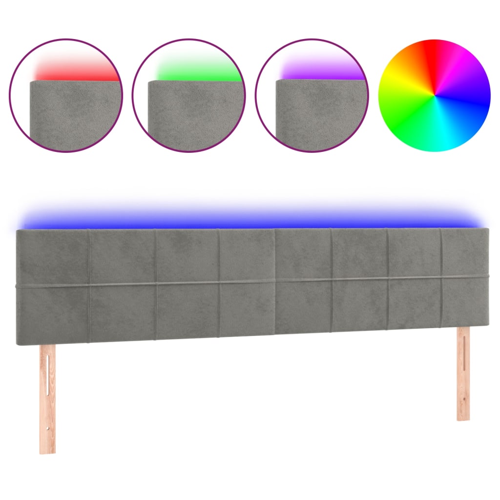 Hoofdbord LED 180x5x78/88 cm fluweel lichtgrijs Hoofdborden en voetborden | Creëer jouw Trendy Thuis | Gratis bezorgd & Retour | Trendy.nl