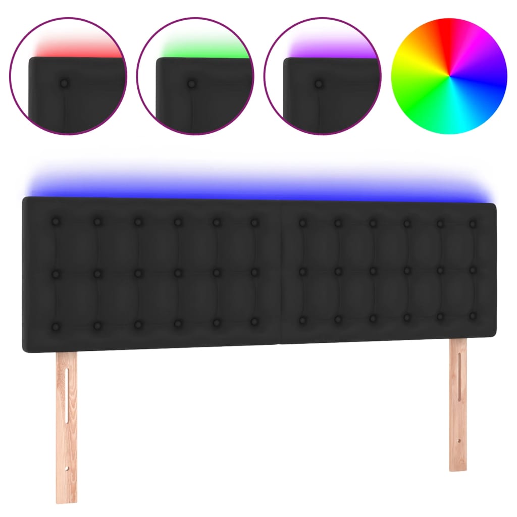 Hoofdbord LED 144x5x78/88 cm kunstleer zwart Hoofdborden en voetborden | Creëer jouw Trendy Thuis | Gratis bezorgd & Retour | Trendy.nl