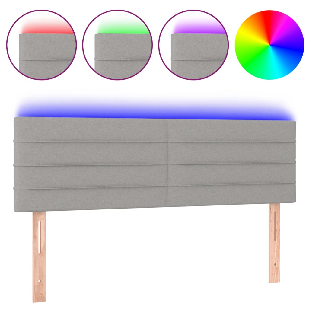 Hoofdbord LED 144x5x78/88 cm stof lichtgrijs Hoofdborden en voetborden | Creëer jouw Trendy Thuis | Gratis bezorgd & Retour | Trendy.nl