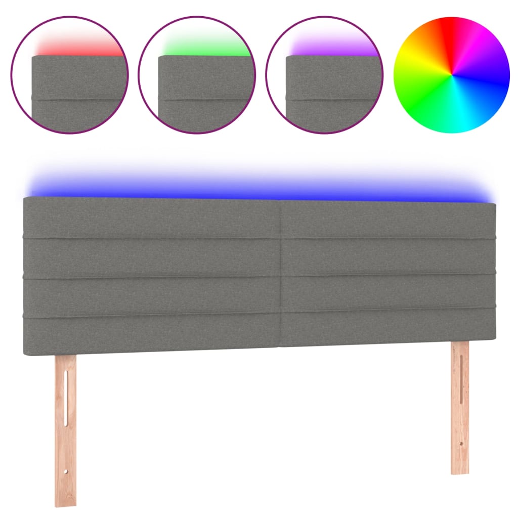 Hoofdbord LED 144x5x78/88 cm stof donkergrijs Hoofdborden en voetborden | Creëer jouw Trendy Thuis | Gratis bezorgd & Retour | Trendy.nl