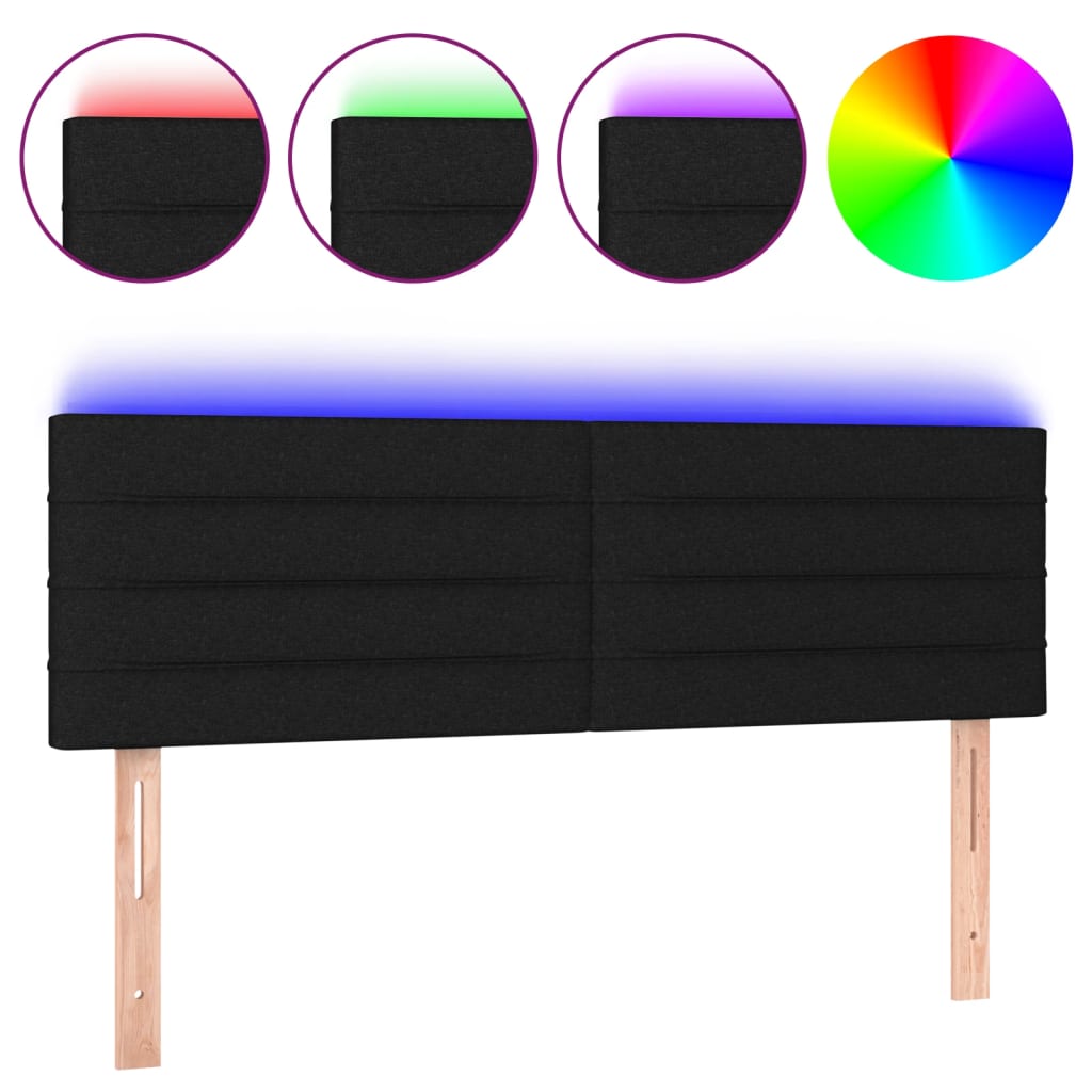 Hoofdbord LED 144x5x78/88 cm stof zwart Hoofdborden en voetborden | Creëer jouw Trendy Thuis | Gratis bezorgd & Retour | Trendy.nl